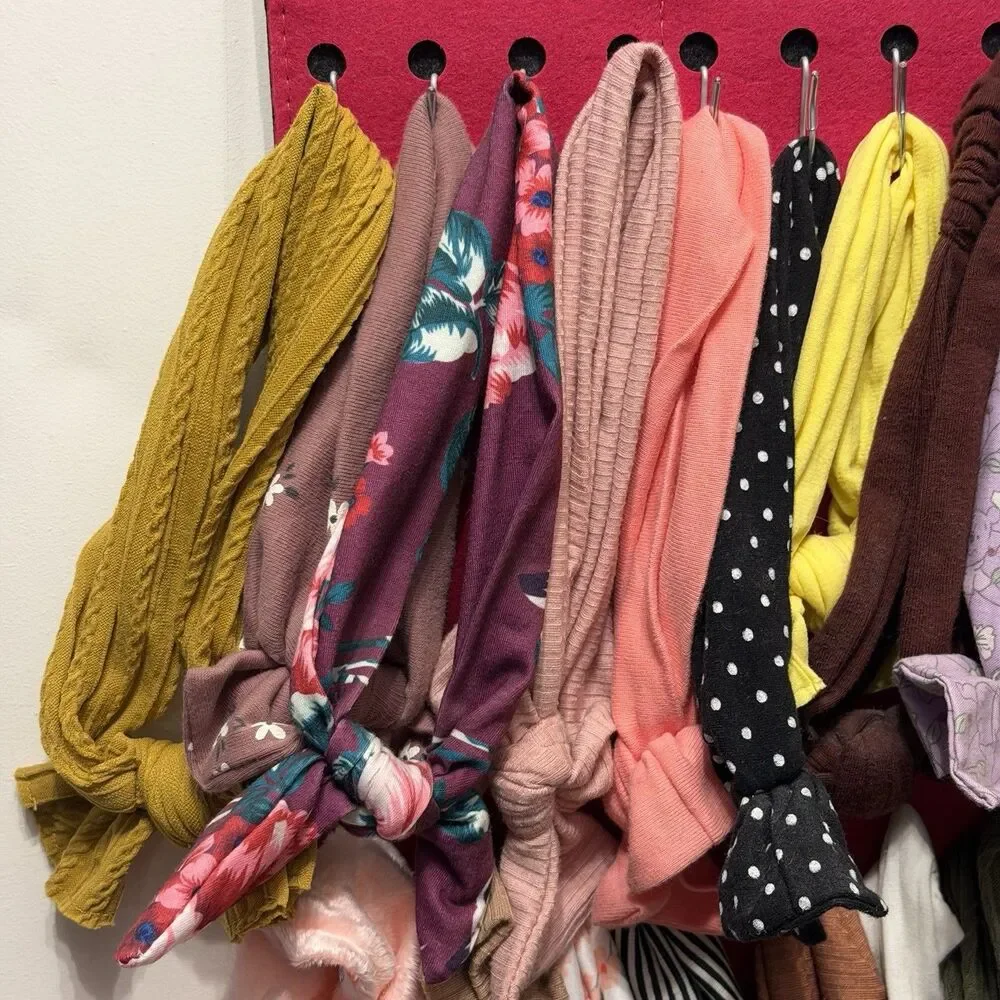 39 Baby Girl Headbands Lot Bows Floral Knotted Turban + PACMAXI Organizer